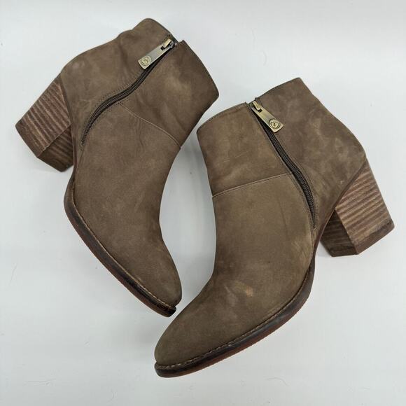 Blondo Nelli Waterproof Leather Ankle Boots Taupe Nubuck/Side Zip 9 - Picture 2 of 8